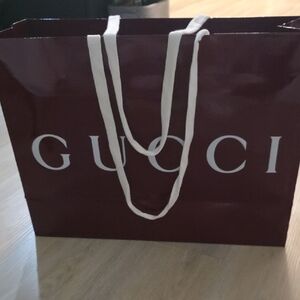 Gucci Deep Red Gift Bag with White Handles